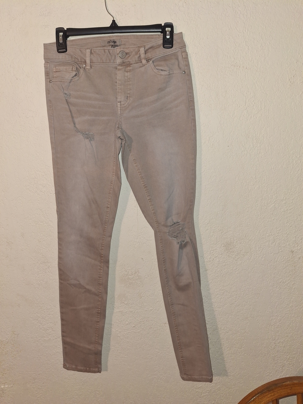 refuge Taupe Skinny Jeans with Distressed Knees